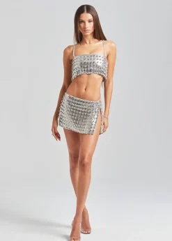 Fashion Kauren Embellished Chainmail Top Subtle Shimmer