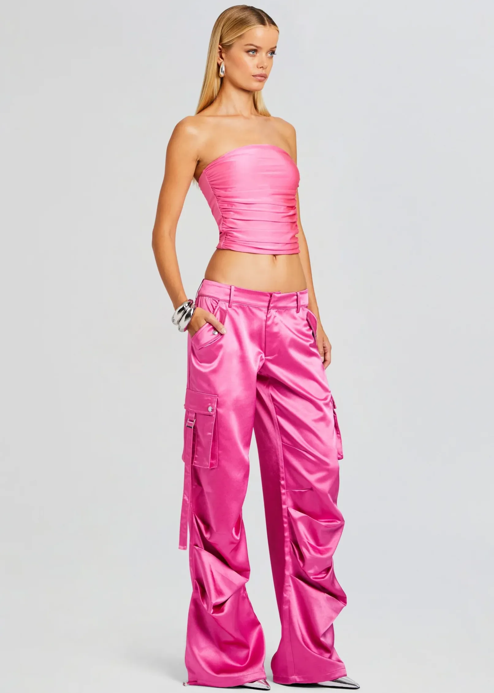 Best Sale Lai Satin Cargo Pant Day to Night