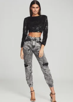 Store Leanne Feather Sequin Top Final Sale