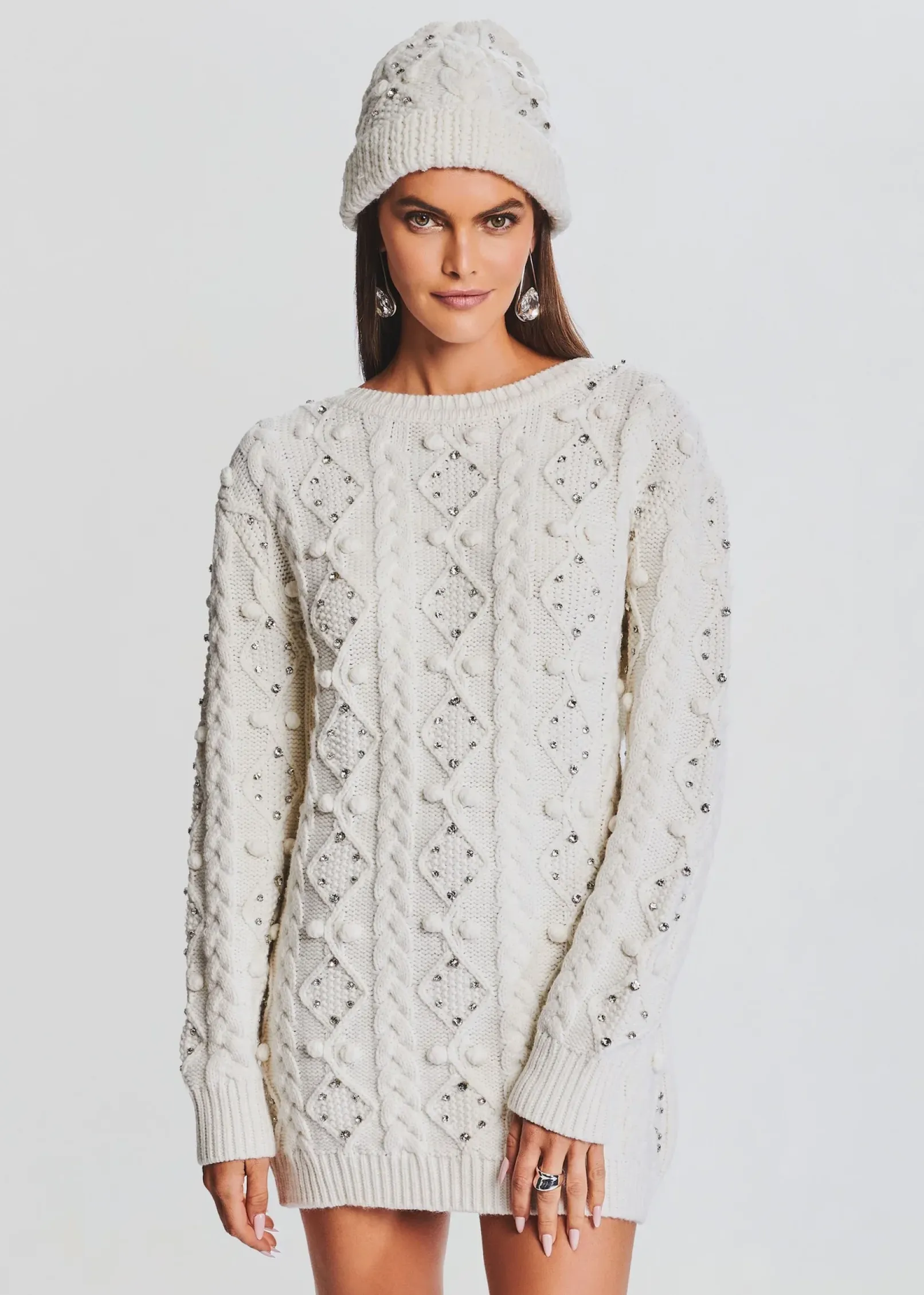 Hot Maple Embellished Sweater Dress Dresses