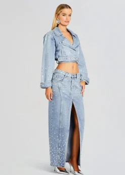 Store Marcie Embellished Denim Jacket Subtle Shimmer