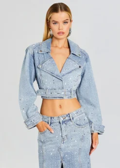 New Marcie Embellished Denim Jacket Denim
