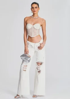 Discount Margery Embellished Bustier Top Rehearsal Dinner