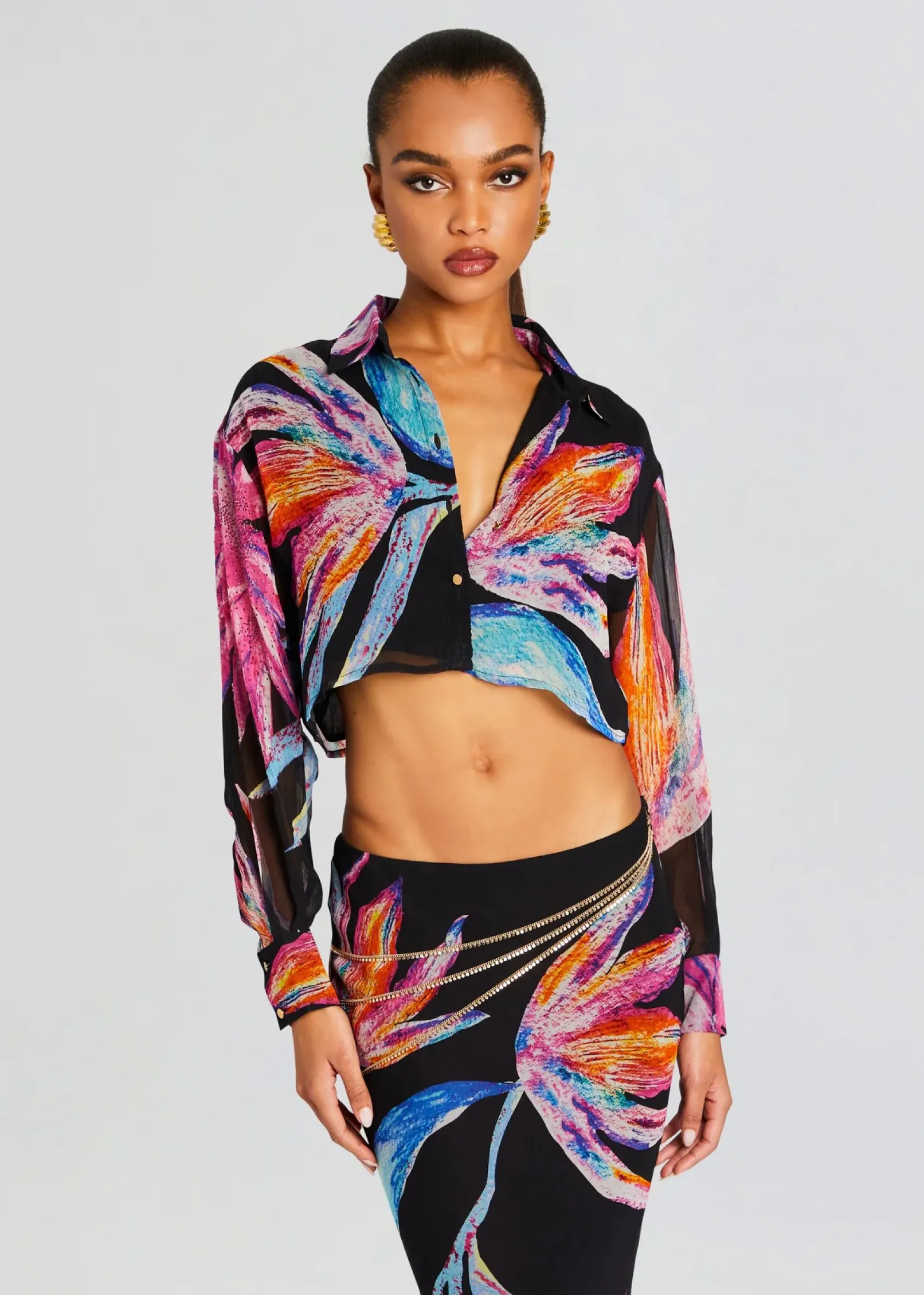 Store Margo Crop Shirt Tropical Hues