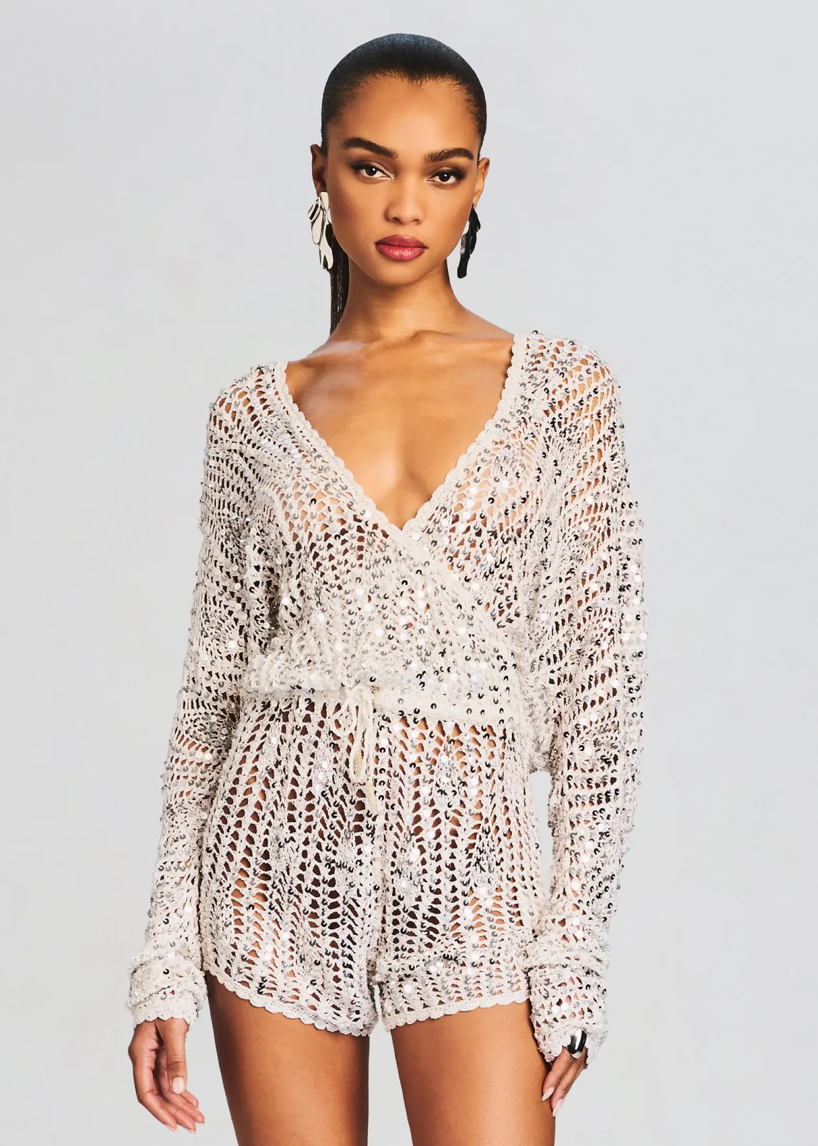 Cheap Meadow Sequin Crochet Romper Sequin Styles