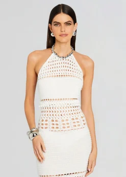 Discount Mesa Knit Crochet Dress Sheer Bliss