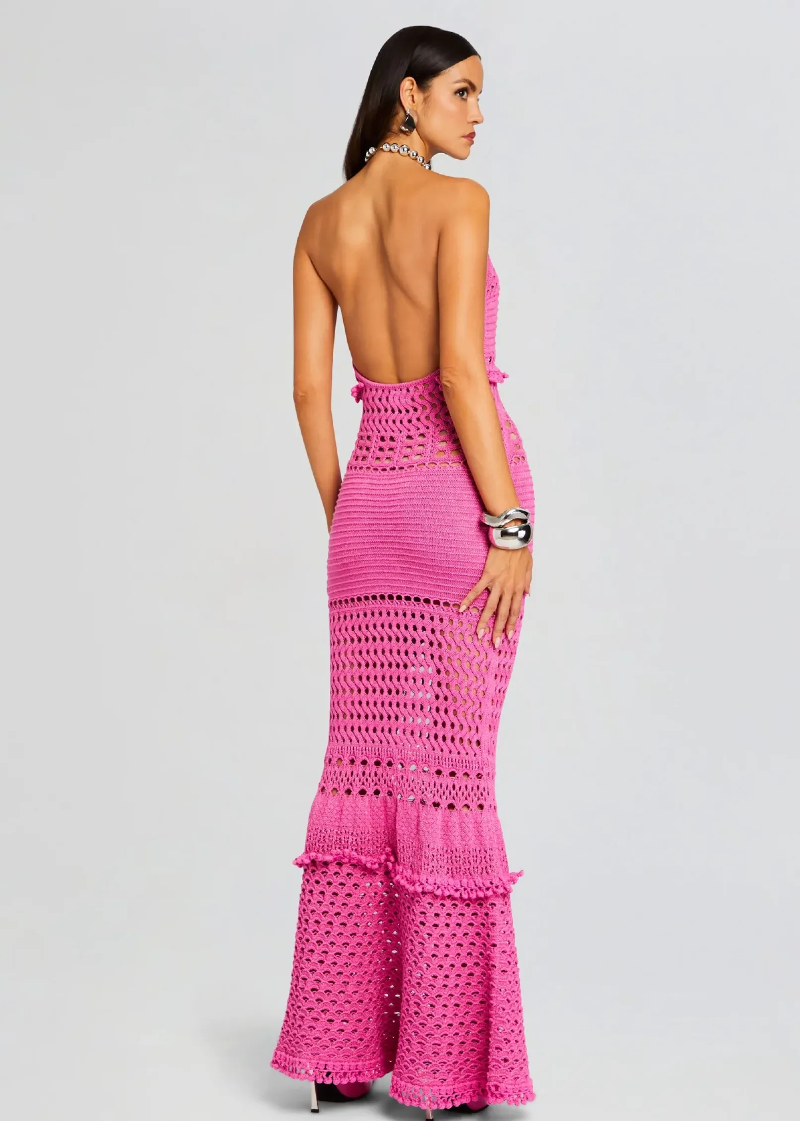 Discount Mesa Knit Crochet Dress Gowns