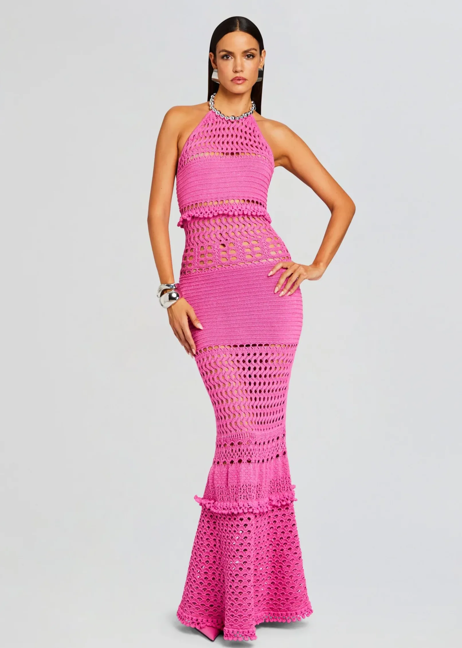 Discount Mesa Knit Crochet Dress Gowns