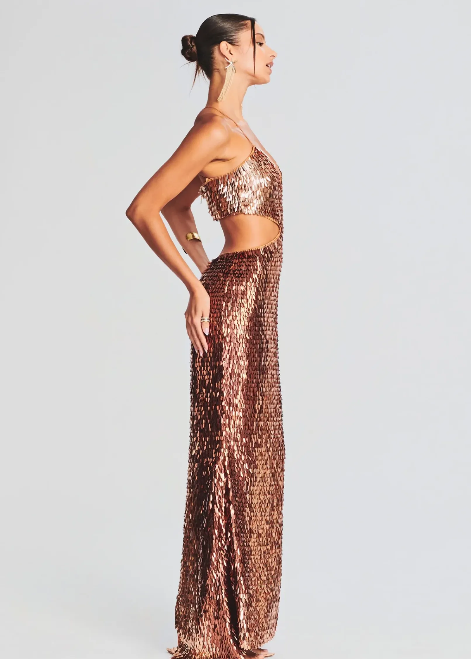 Store Miko Feather Sequin Dress Gowns
