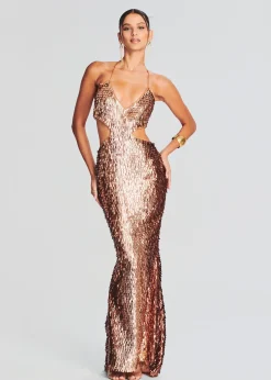 Store Miko Feather Sequin Dress Gowns