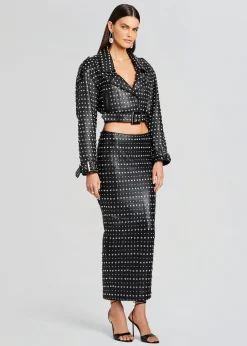Fashion Mora Embellished Leather Jacket Jackets