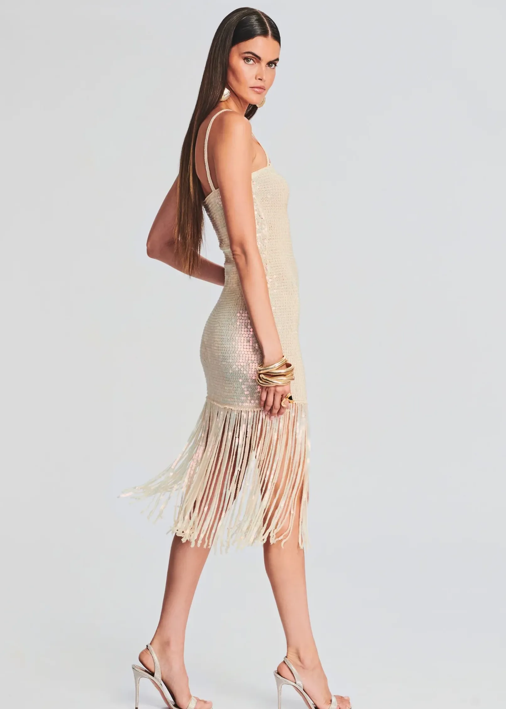 Outlet Nalu Sequin Crochet Dress Midi