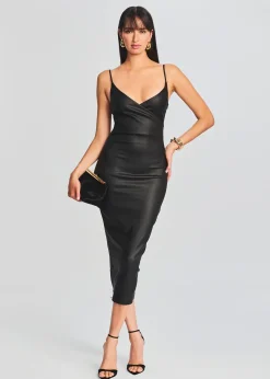 Cheap Norrie Coated Denim Dress Midi