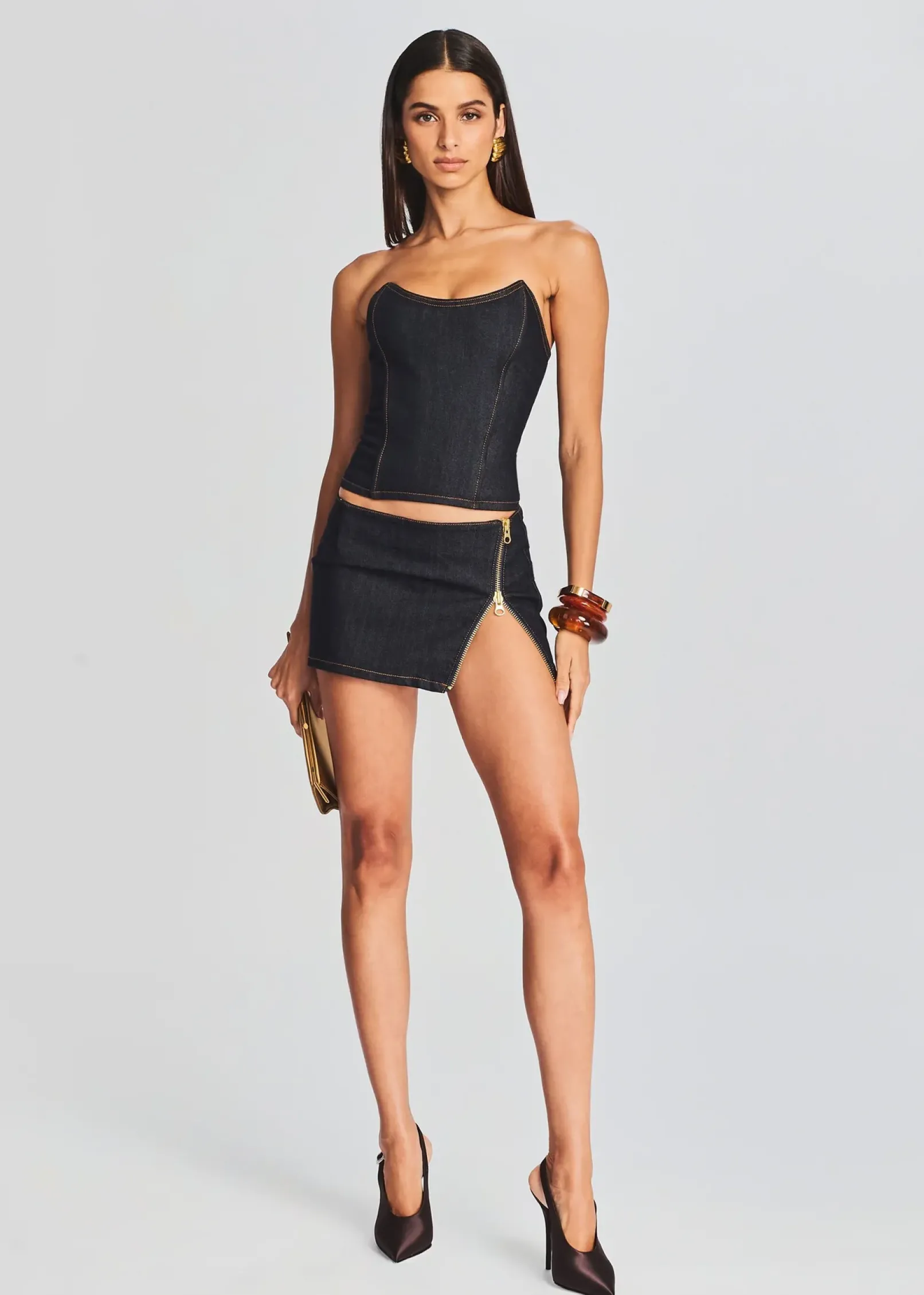 Discount Nyla Denim Skirt Day to Night