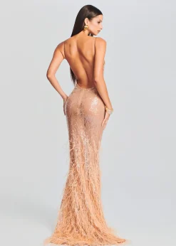 Flash Sale Odessa Sequin Feather Dress Sheer Bliss