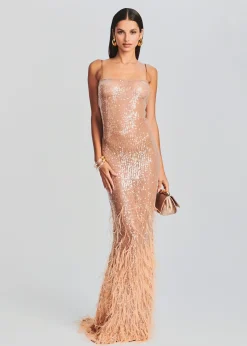 New Odessa Sequin Feather Dress Men Neutral Moments