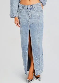 Cheap Palermo Embellished Denim Skirt RETROFÊTE