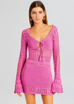 Discount Peony Knit Crochet Dress Spring Knits