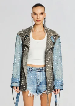 Shop Rebel Embellished Leather Jacket RETROFÊTE