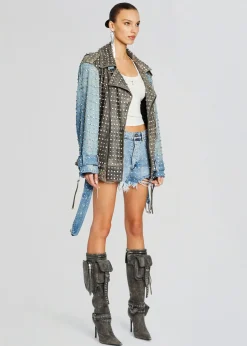 Shop Rebel Embellished Leather Jacket RETROFÊTE