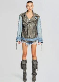 Shop Rebel Embellished Leather Jacket RETROFÊTE