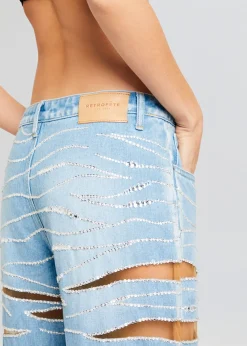New Renzo Embellished Denim Jean Subtle Shimmer