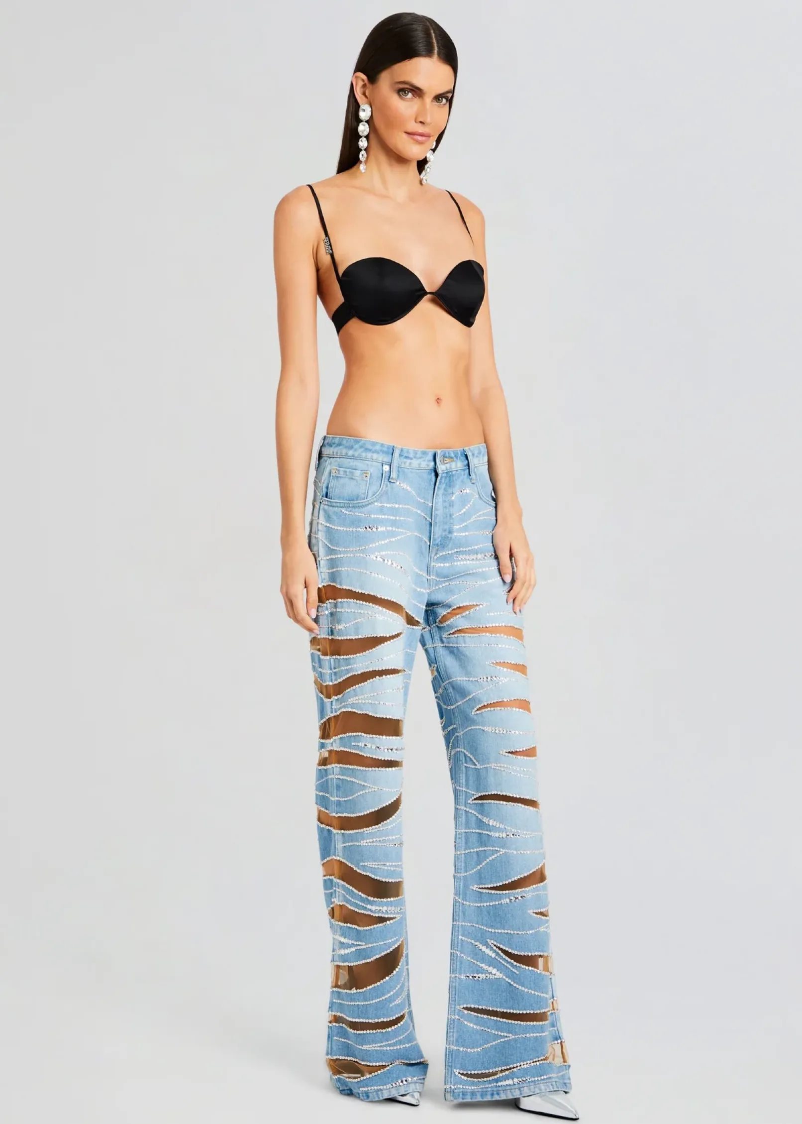 New Renzo Embellished Denim Jean Subtle Shimmer