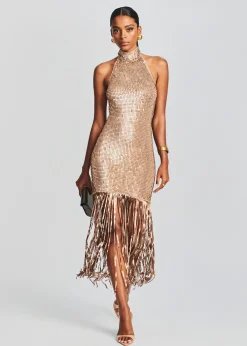 Online Renzo Sequin Crochet Dress Midi
