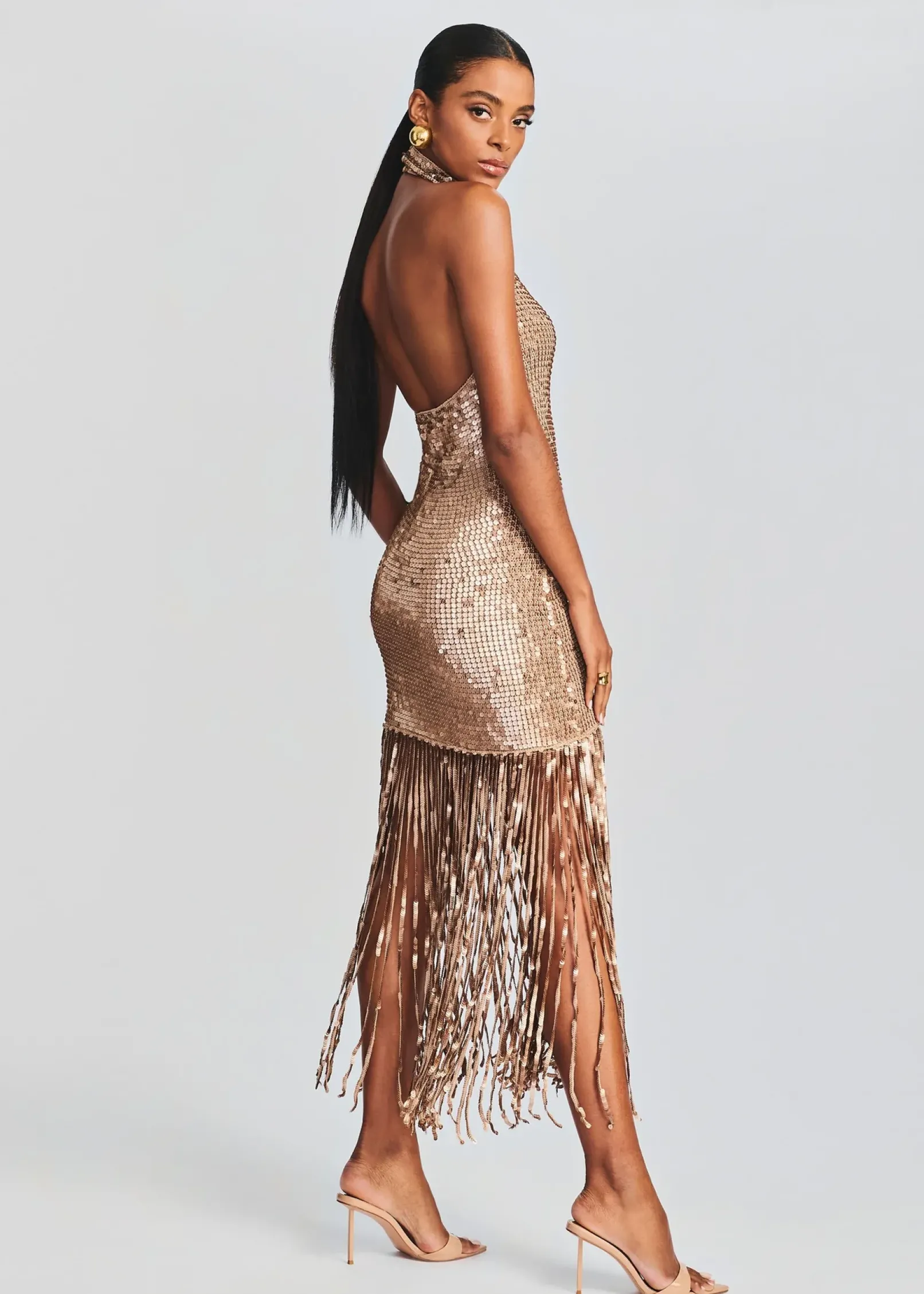 Online Renzo Sequin Crochet Dress Midi