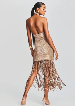 Online Renzo Sequin Crochet Dress Midi
