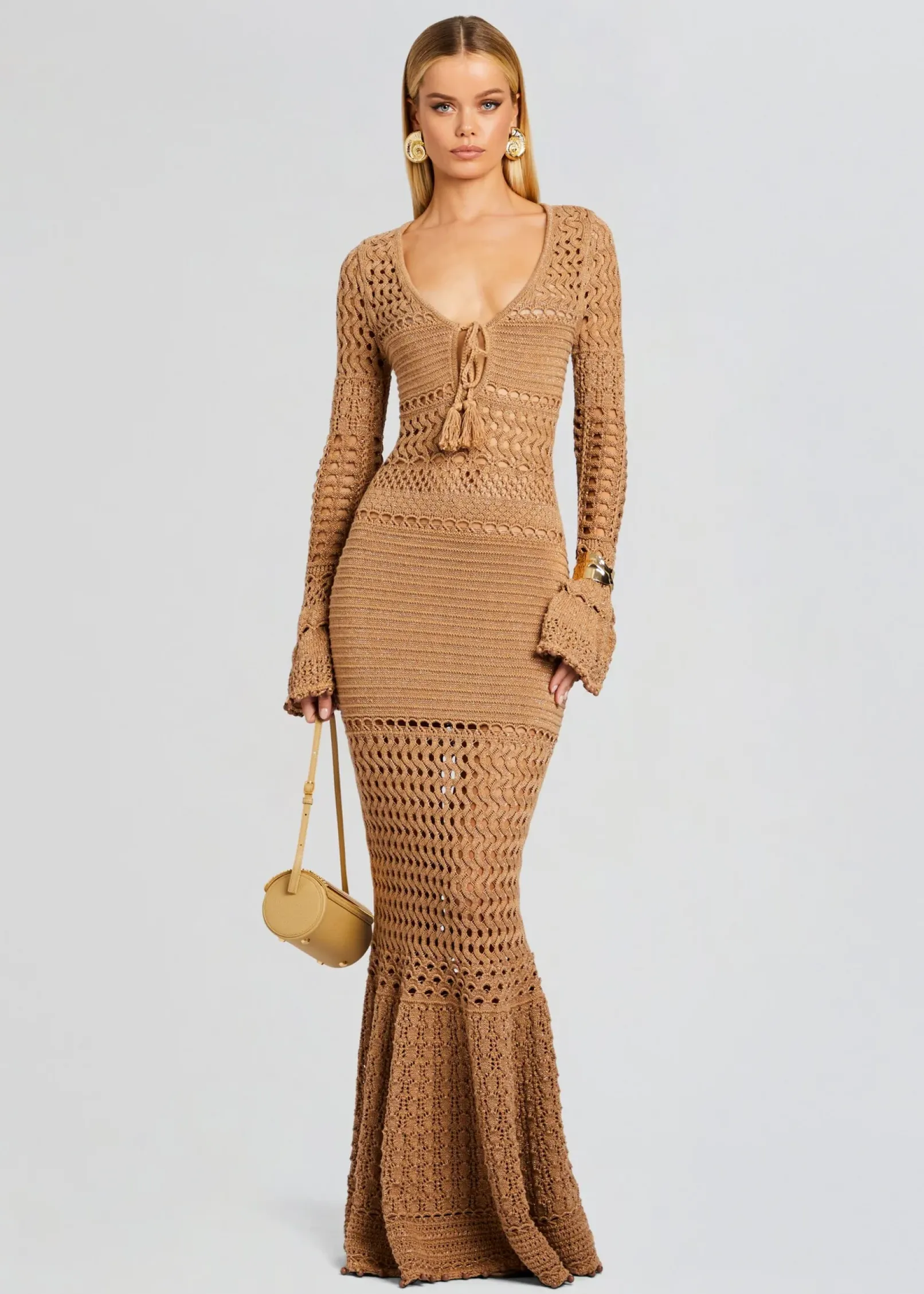 Online Sereno Knit Crochet Dress Sheer Bliss