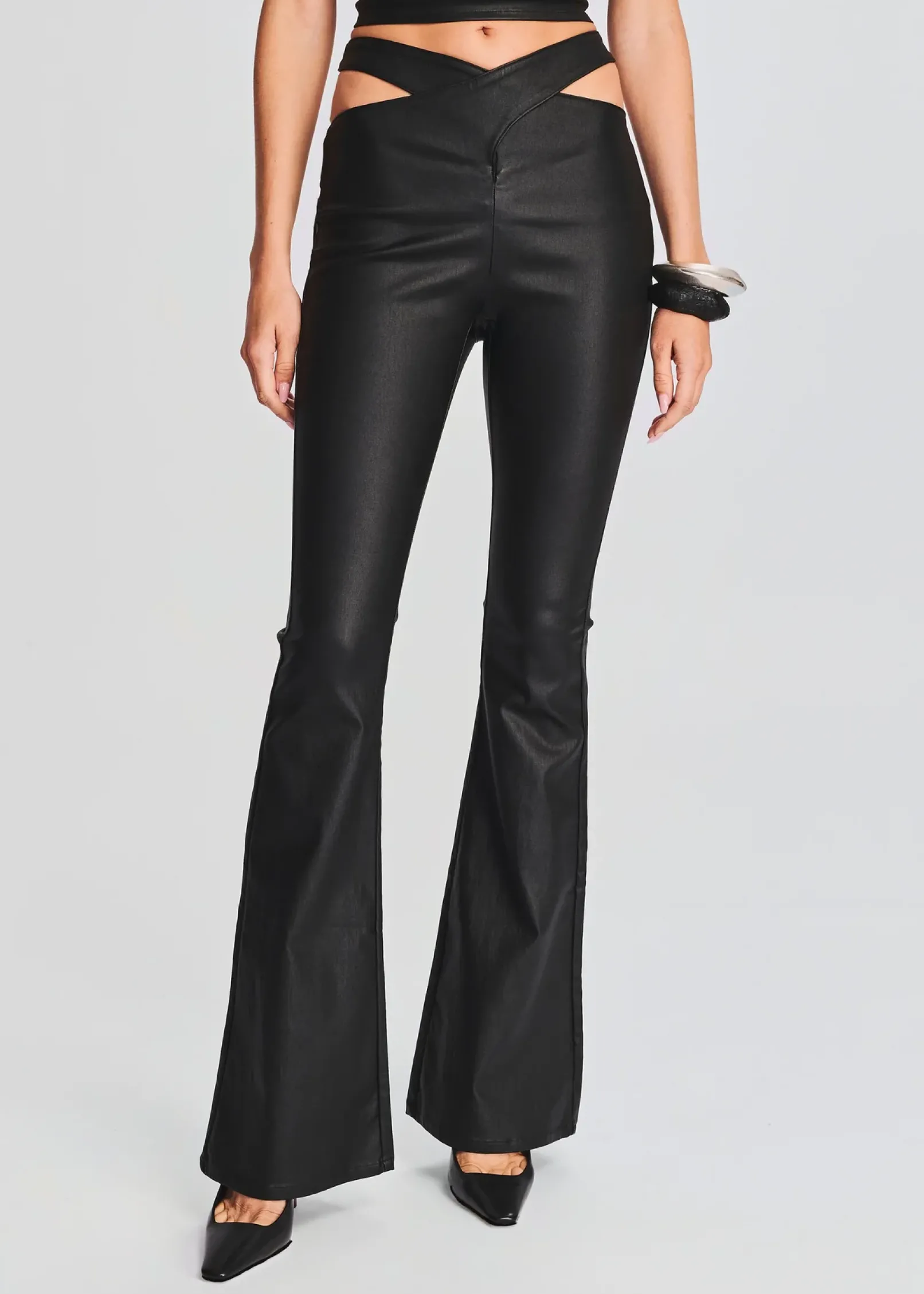 Fashion Sloane Coated Denim Flare Jean Bottoms