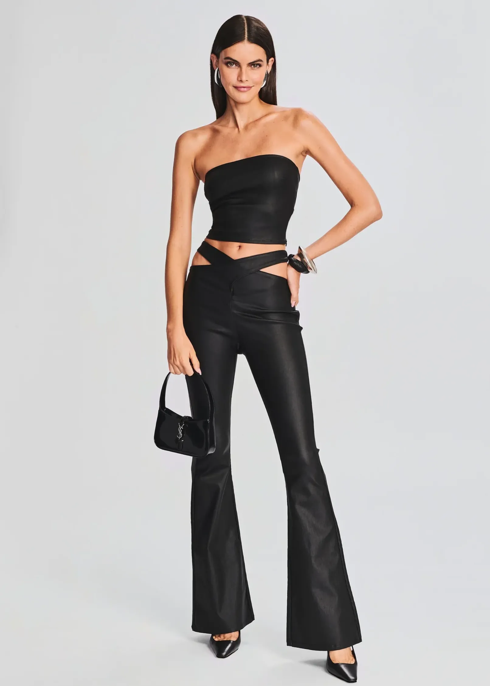 Fashion Sloane Coated Denim Flare Jean Bottoms