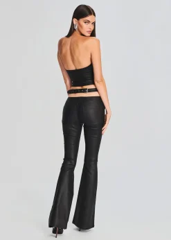 Fashion Sloane Coated Denim Flare Jean Bottoms