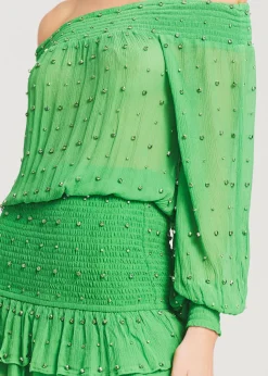 Online Taisha Embellished Silk Chiffon Dress Honeymoon Looks