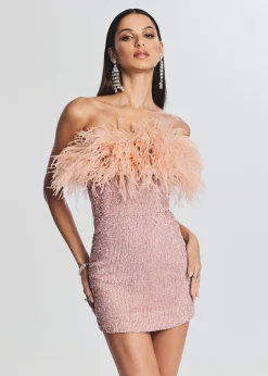 Best Sale Torin Sequin Feather Dress Guest Of