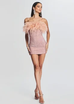 Best Sale Torin Sequin Feather Dress Guest Of
