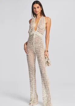 Store Tosca Sequin Crochet Jumpsuit Sequin Styles