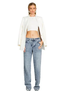 Cheap Vero Embellished Denim Pant Denim