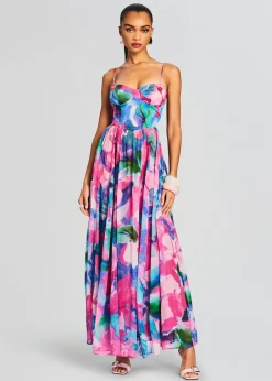 Shop Vesa Corset Long Dress Tropical Hues