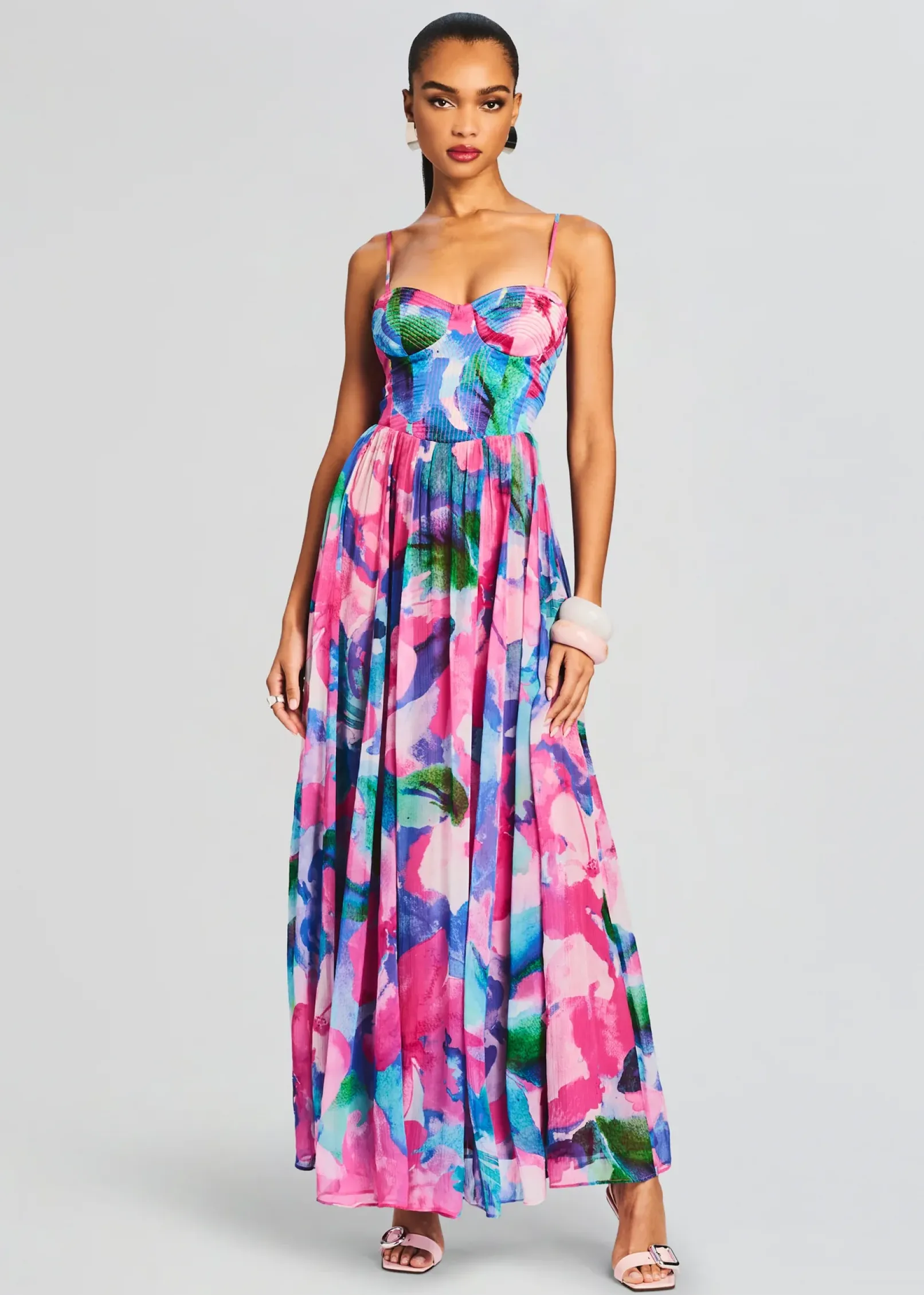 Shop Vesa Corset Long Dress Tropical Hues