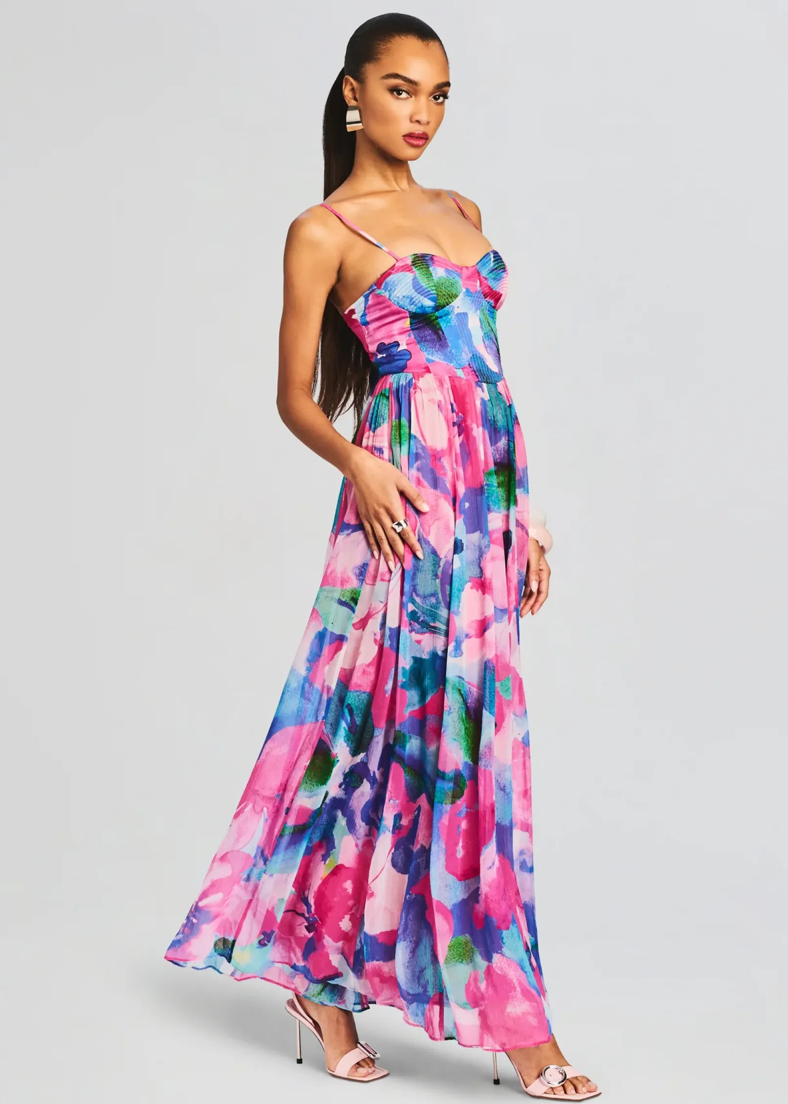Shop Vesa Corset Long Dress Tropical Hues