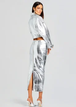 Discount Victoria Leather Jacket Subtle Shimmer