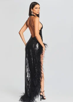 Hot Vixen Sequin Feather Dress Maxi