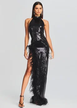 Cheap Vixen Sequin Feather Dress Gowns