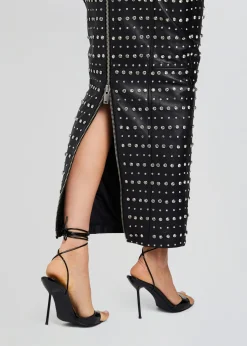 Fashion Whitley Embellished Leather Skirt Bottoms
