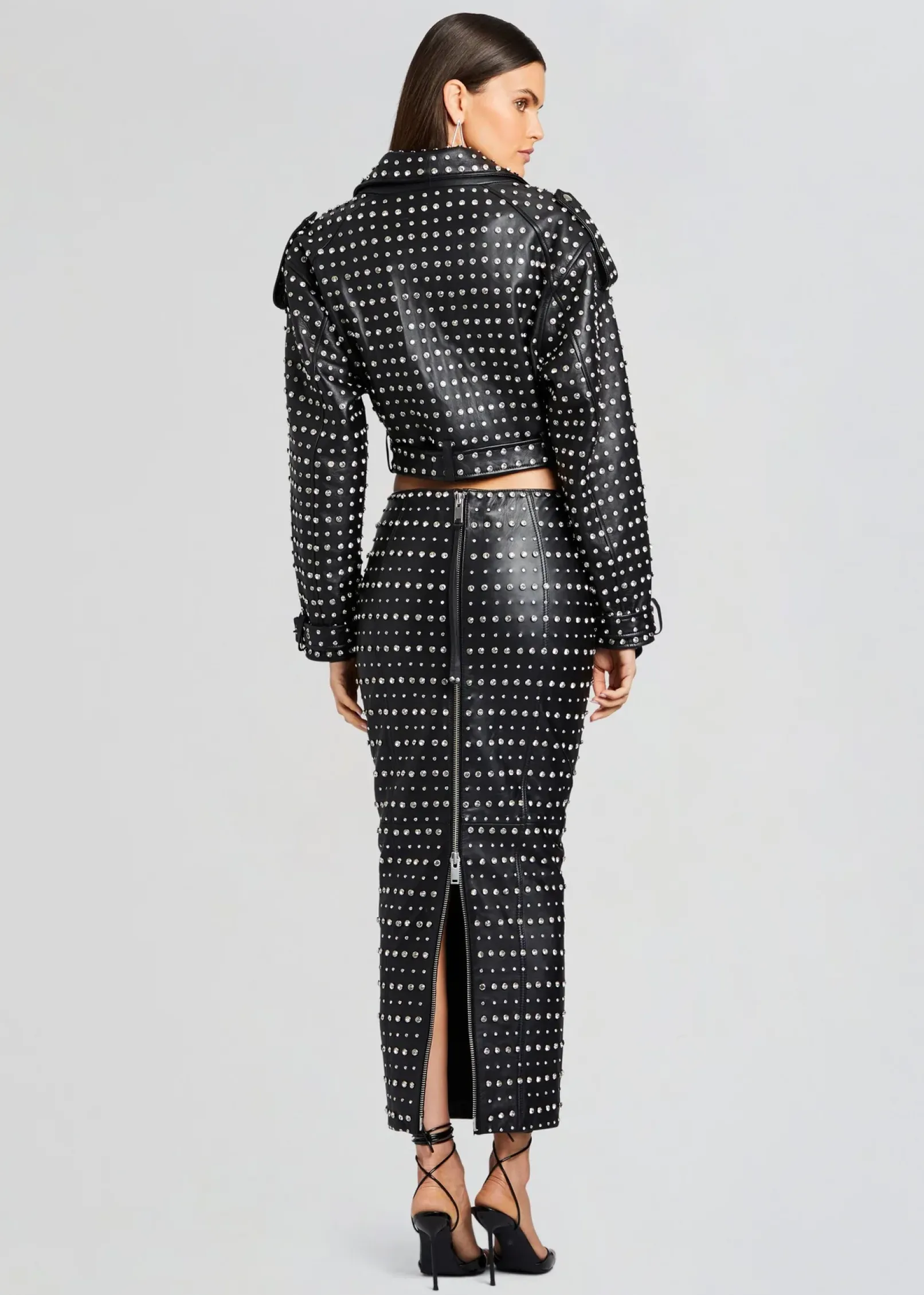 Fashion Whitley Embellished Leather Skirt Bottoms